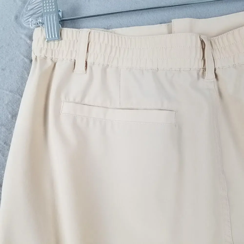 Caddy Cart Golf Shorts Mens Large Beige Elastic Waist Stretch Performance Tech‎